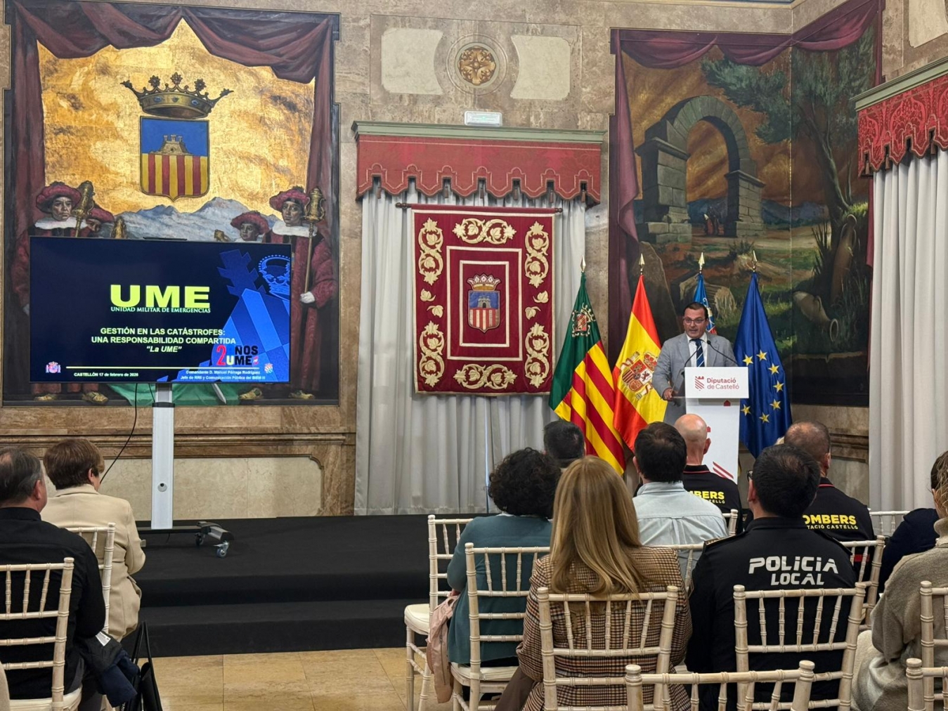 La Diputación de Castellón acoge una conferencia sobre la gestión en catástrofes a cargo de la Unidad Militar de Emergencias